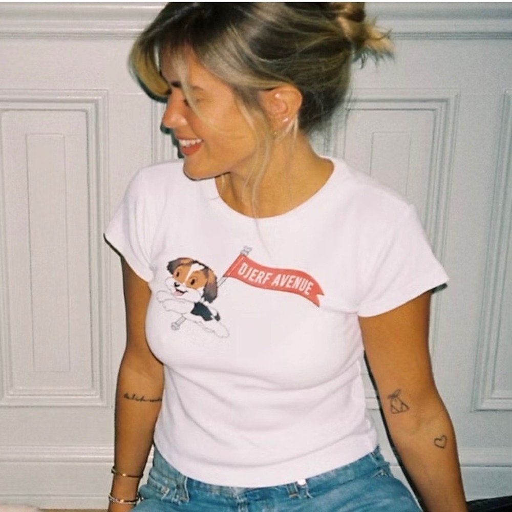 Djerf Avenue Rufus Dog baby tee XXL organic cotton white graphic casual classic